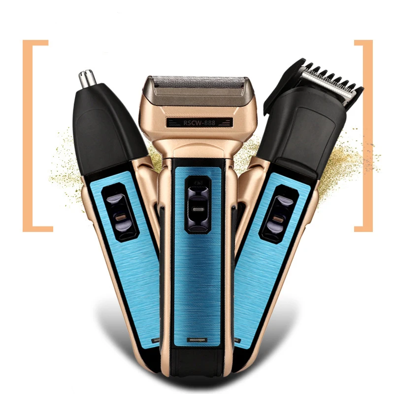 

Three-In-One Multi Function Head Head Push USB Rechargeable Hair Clipper Hair Salon Home Hair Nose Hair Clipper Beard Haircut