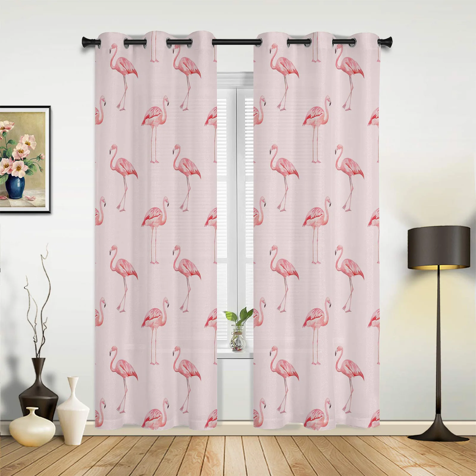 

Nordic Style Pink Flamingo Curtains for Bedroom Living Room Drapes Kitchen Children's Room Window Curtain Modern Home Decor