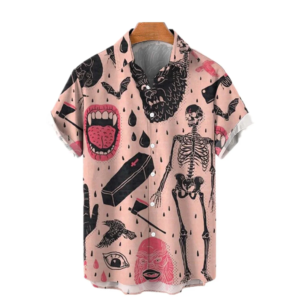 

Мужская Летняя гавайская рубашка с 3D принтом черепа, мужская рубашка, Уличная Повседневная рубашка в стиле Харадзюку с короткими рукавами в...