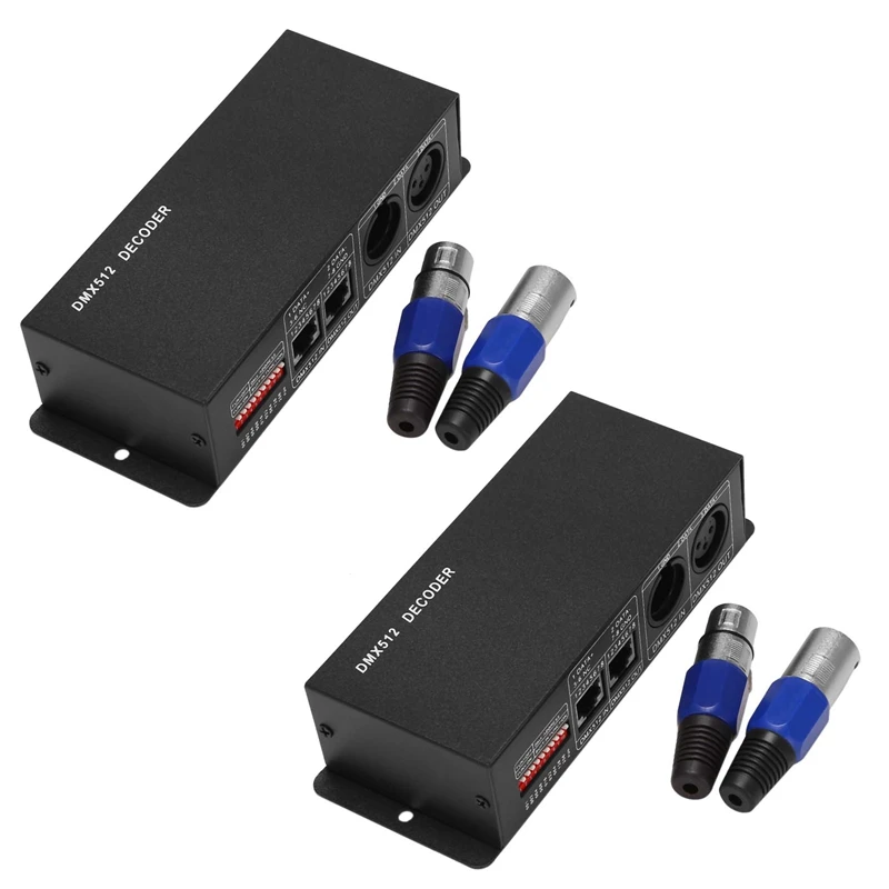 

2X 4CH DC12-24V RGBW DMX 512 Decoder LED Controller, RGB LED DMX512 Decoder 4 Channel X 8A For LED Strip Light,Black