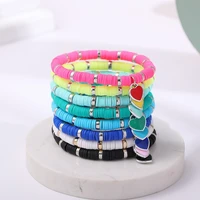 1pc heart charm bracelet for women bohemian multicolor clay bracelets elasticity beach beads bangles jewelry accessories 2022