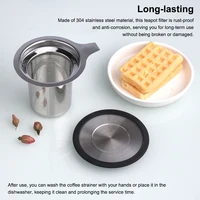 hanging loose leaf tea strainer tea infuser with lid one handles stainless steel fine mesh coffee filter teapot cup