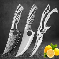 boning knife damascus stainless steel meat cleaver hunting knife butcher kitchen chef knife chicken bone scissors poultry shears