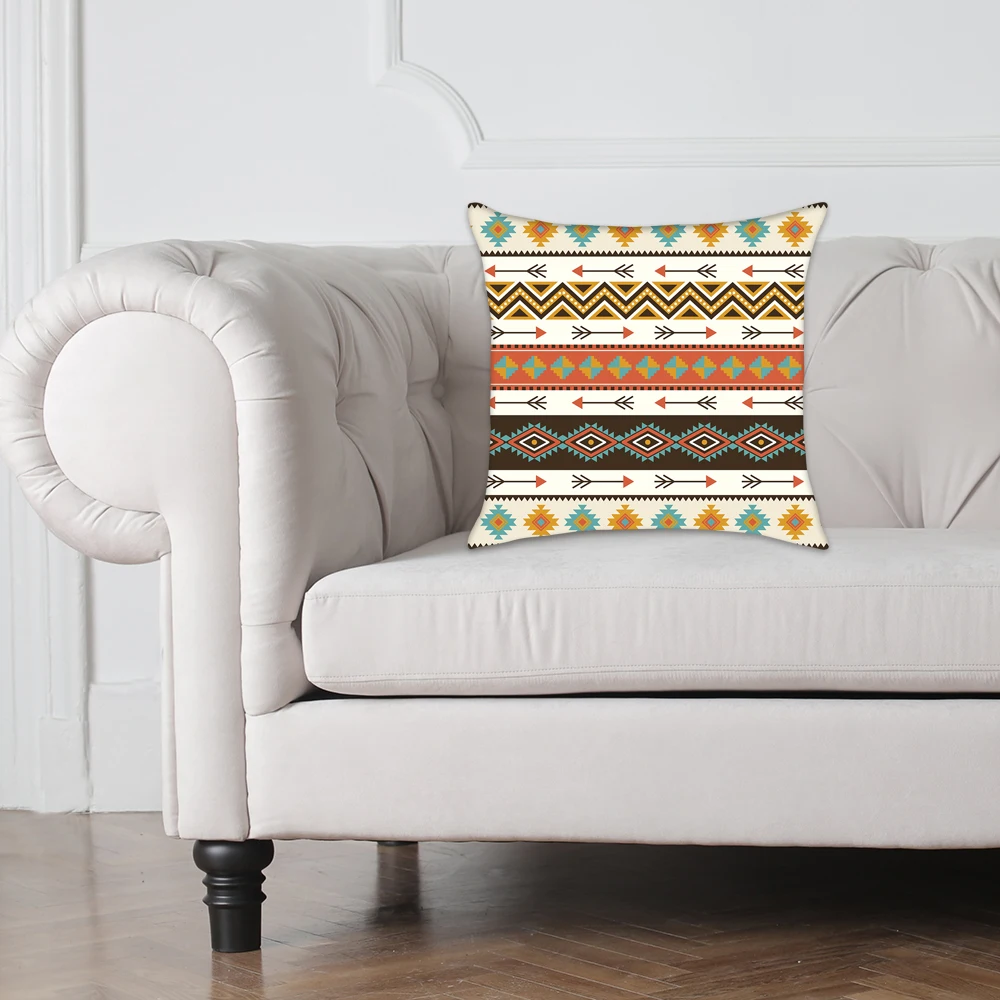 Африканский чехол для подушки с полосами для домашнего декора, народный юго-западный чехол для подушки с принтом ацтеков, этнический племенной бросок 45х45 см.