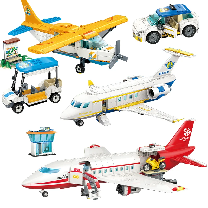 

Модель городского самолета, самолета, строительные блоки для пассажирского аэропорта, воздушного поля, космического пускового устройства ...