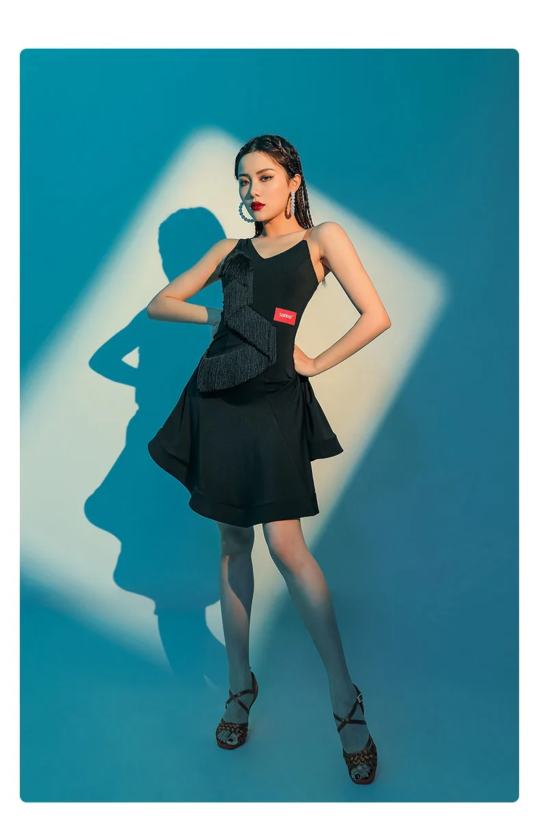 Женское платье для латиноамериканских танцев новое летнее с бахромой и юбкой