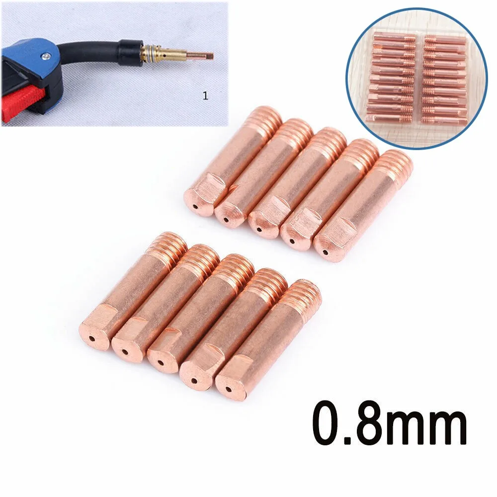 

Durable Mig Welding Contact Tips Easy To Use Length 25mm MB15 (M6) Replacement Welder Flux Cored Wire 0.8mm 10pcs