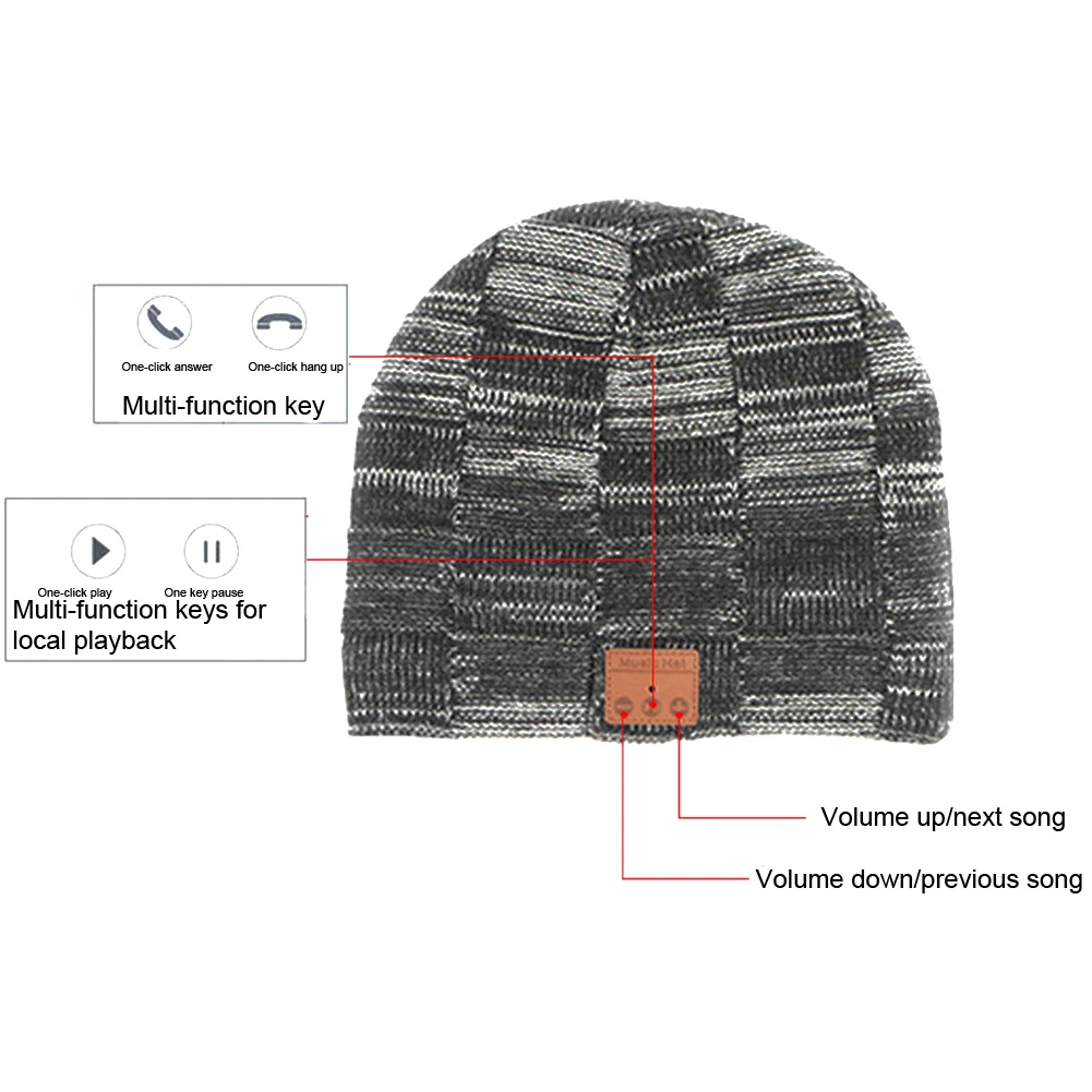 

Men Women Rechargeable HD Stereo Speakers Beanie Warm Hands Free Running Wireless Earphone Built In Microphone Gift