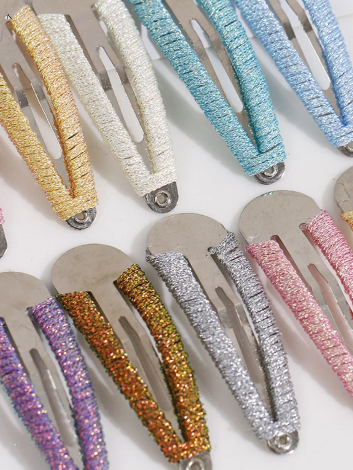 Изящные блестящие линии тканая обмотка овальный металлический эластичный зажим