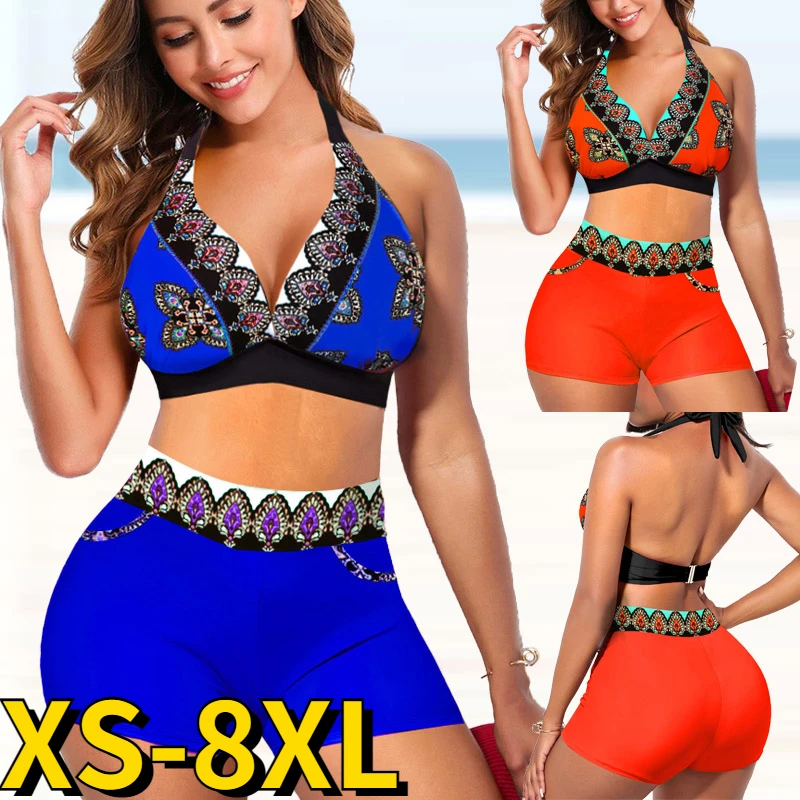 2022 Summer Vintage Print Swimsuit High-waisted Bikini Suit Sexy Bathing Suit Two Pieces Comfortable Bikini Women's Beach Wear