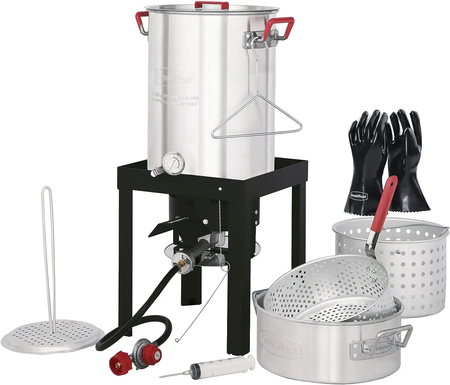 

Feast TFK-TG-3001 30 Turkey and 10 Qt. Fish Fryer Boiler Steamer Set, Silver