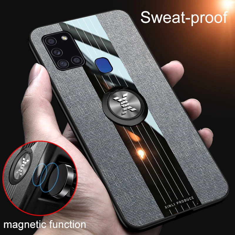 

For Samsung A21S Case Car Magnetic Finger Ring Holder Phone Case For Samsung Galaxy A21S A 21S A21 S 6.5 PU Leather Back Cover