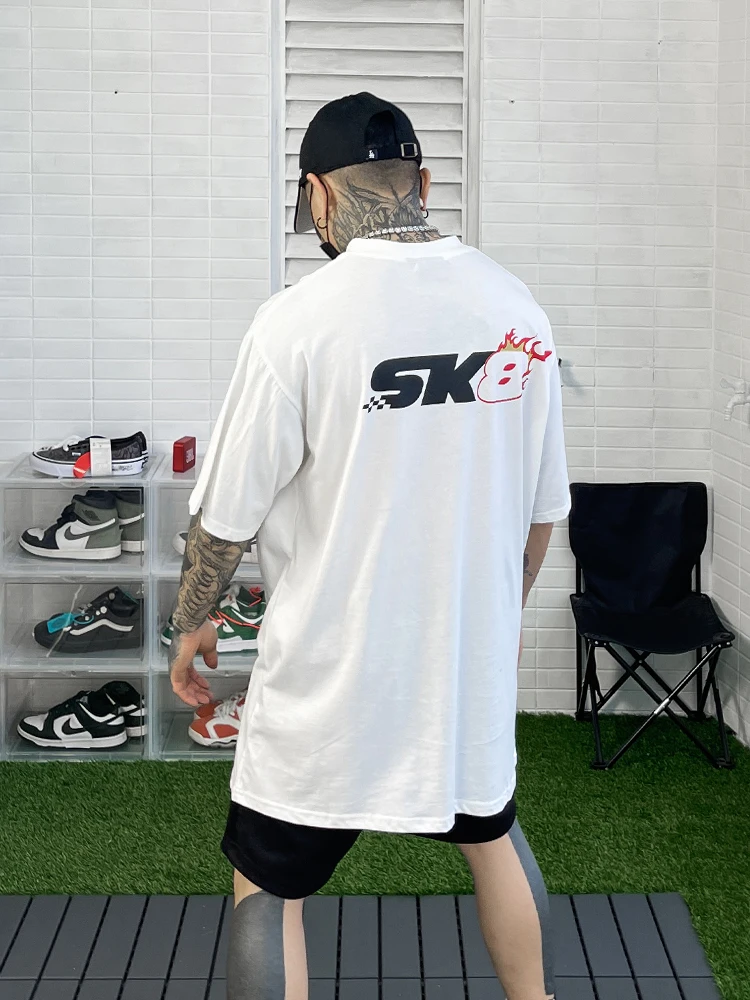 

Мужская Однотонная футболка с принтом Y2k, повседневный летний трендовый Топ в стиле хип-хоп с коротким рукавом и круглым вырезом, уличная свободная футболка с коротким рукавом