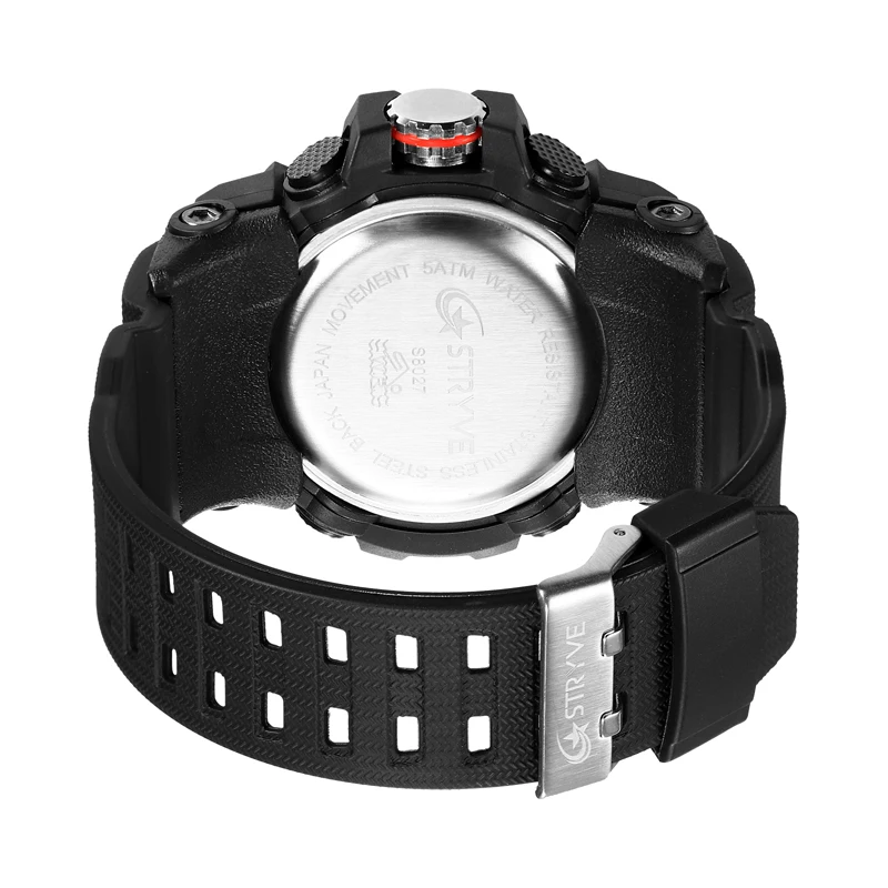 2023 New STRYVE Men's Watch Fashion Trend Double Movement Men's Watch Luminous Calendar Multifunctional Waterproof Watches 8027