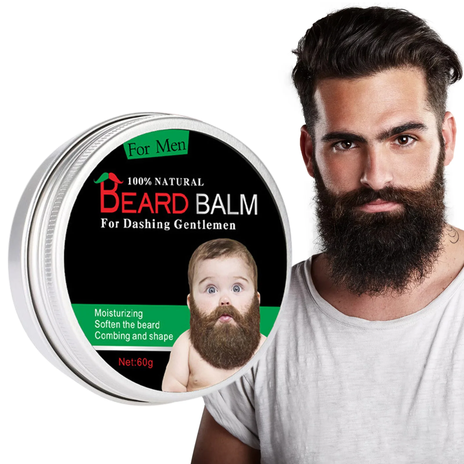 

60 г крем для бороды натуральный органический бальзам для роста бороды увлажняющий крем для бороды мужской уход за бородой продукт