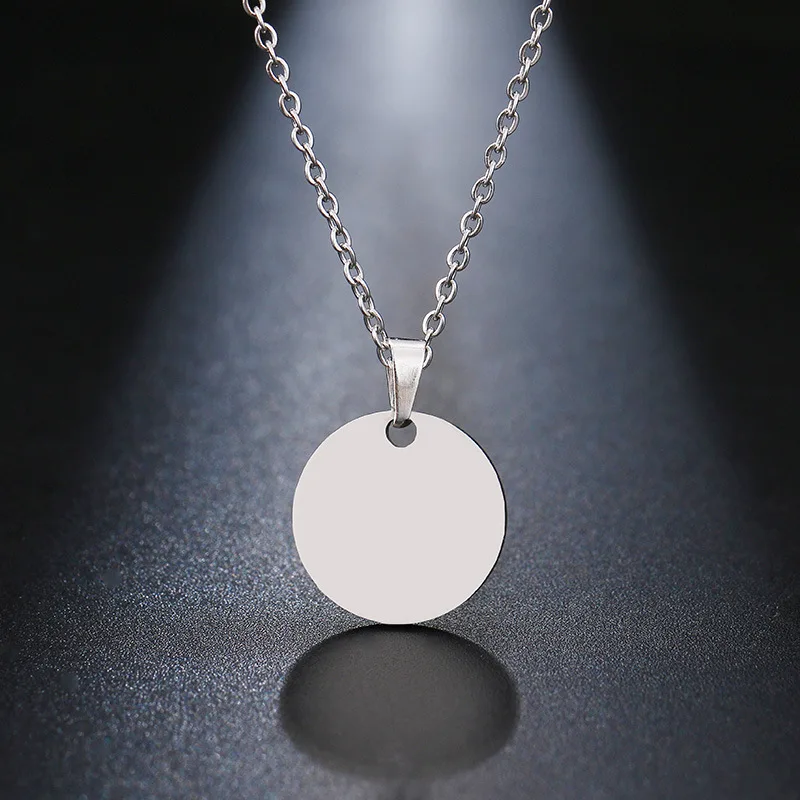 

INS Popular DIY Private Custom Name Stainless Steel Necklace English Letter Round Charm Necklace Unisex Unique Anniversary Gifts