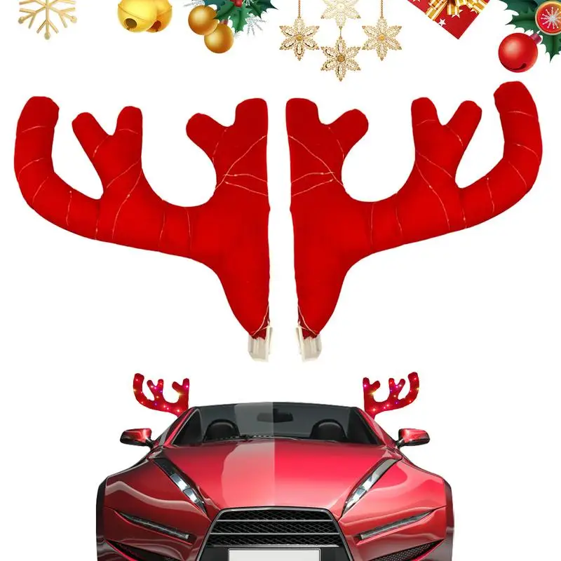 

Reusable Car Christmas Reindeer Antler Decorations Glow Deer Horns Reindeer Antler Decorations for Christmas Car Decor Kit