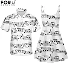 FORUDESIGNS, летний костюм большого размера для пары, женский топ с коротким рукавом, рубашка, Гавайские блузки, платье-комбинация, Повседневный Сарафан