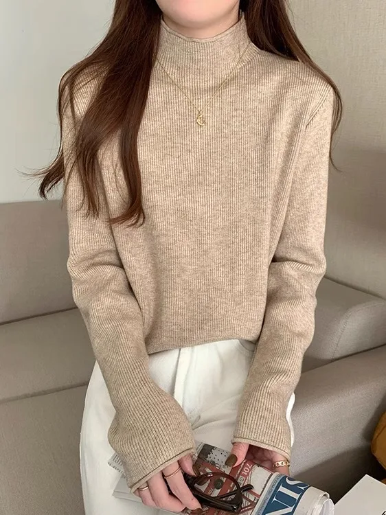 Корейская серия бархатный теплый утолщенный вязаный свитер с полувысоким