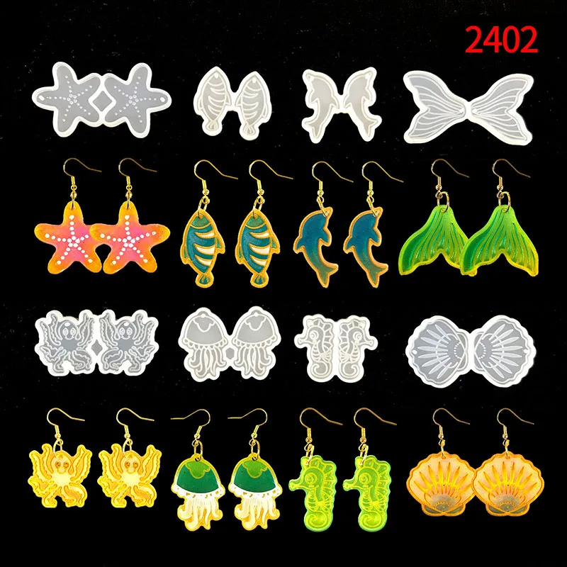 

DIY Marine Life Silicone Earrings Mold Epoxy Resin Decorate Pendant Keychain Casting Mouldings For Jewelry Making Tools