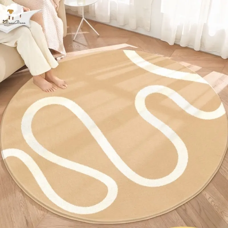 

Fluffy Carpet For Living Room Khaki Round Rugs For Kids Bedroom Hairy Nursery Play Mat For Children Plush Soft Babi Mats