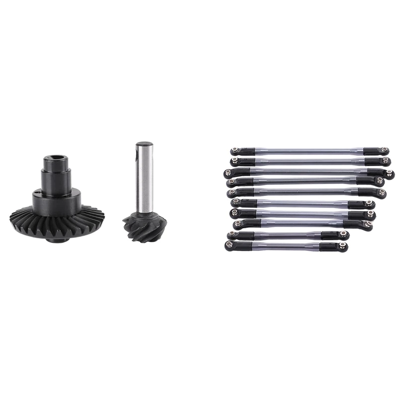 

2 Pcs Heavy Duty Steel Helical Bevel Gear Set 8T 30T & 10 Pcs Metal Link Set Plastic Rod