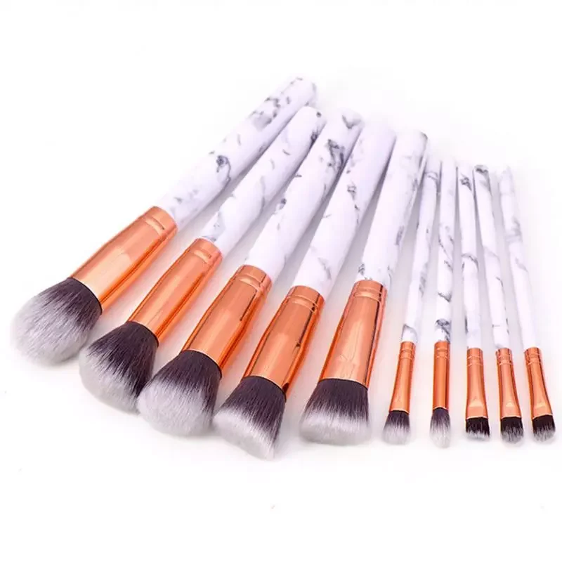 

NEW 10pcs Marble Suit Makeup Brushes Set For Cosmetic Foundation Powder Blush Eyeshadow Kabuki Blending Make Up Brush Beauty Too