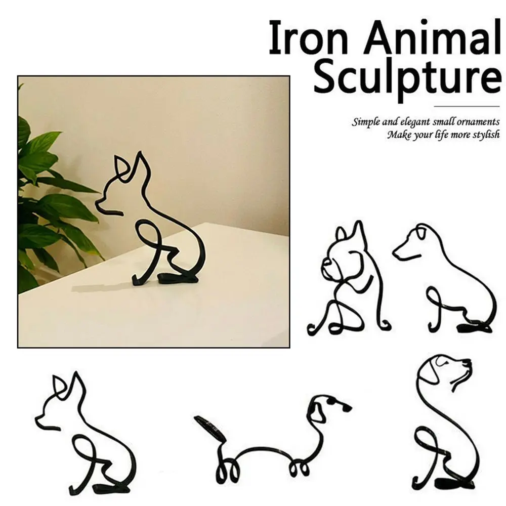 

Pastoral Dog Bulldog Dachshund Labrador Simple Statue Art Figurine Abstract Dog Ornament Modern Animal Sculpture