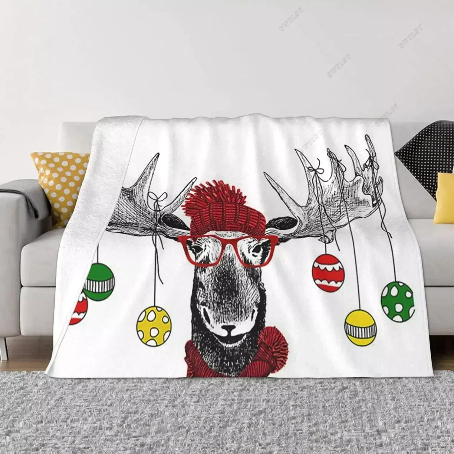 Фланелевое Одеяло с оленем большой размер необычное декоративное легкое удобное