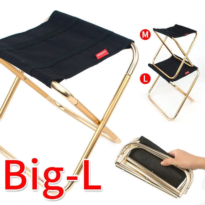 Outdoor Folding Chair Portable Road Camping Aluminum Alloy Hiking Fishing Travel Barbecue Backpack Gardening Sketch Beach Chair