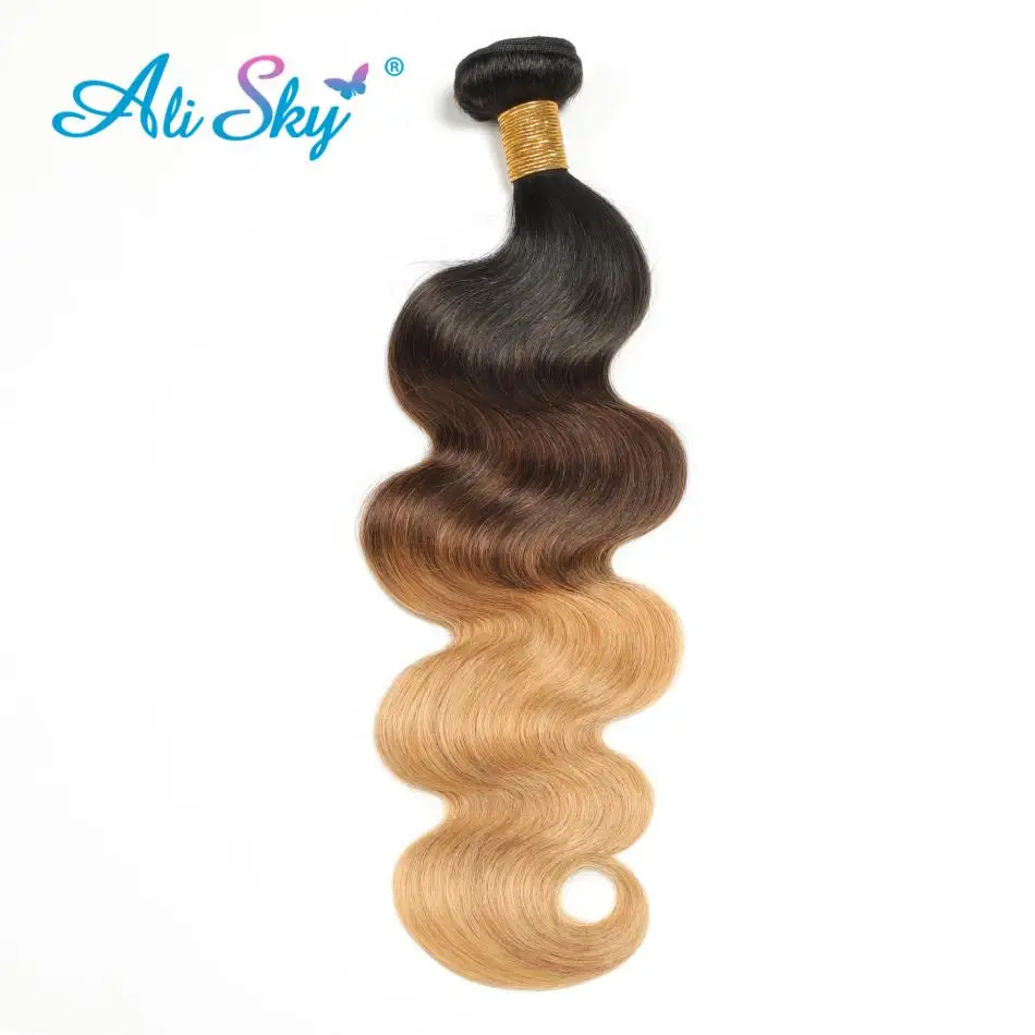 

1B 4 27 Ombre Honey Blonde Body Wave Hair Weave 1/3/4 Bundles Soft 100% Remy Human Hair Extension Ali Sky Hair With Free Gift