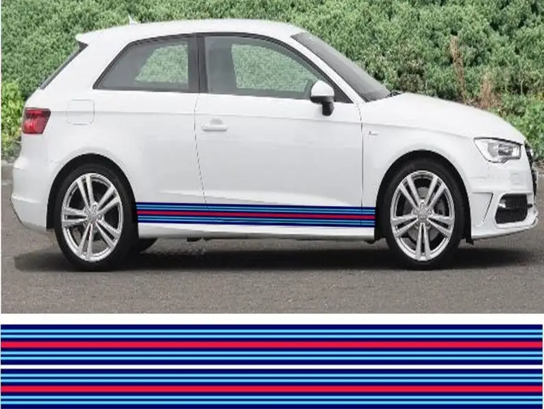 

NEO01159A боковые наклейки Martini без логотипа, ламинированная наклейка для Audi, графическая наклейка