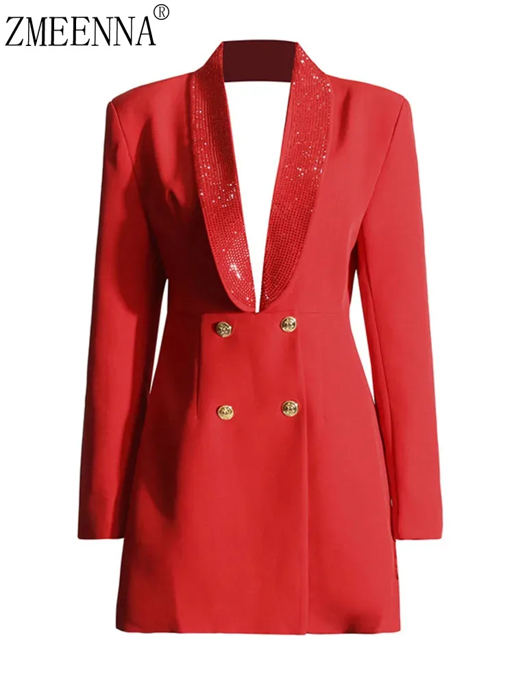 Женский блейзер с V-образным вырезом на пуговицах