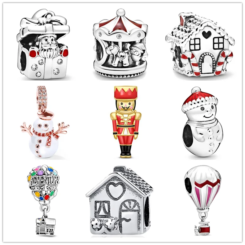 Новый подвеска-шарик снеговика на воздушном шаре для Рождества, подходит для оригинального браслета, создания ювелирных изделий для женщин.