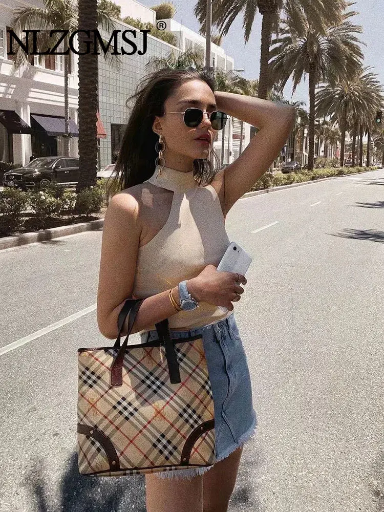 

Трикотажный Свитер Nlzgmsj TRAF, пуловеры с открытыми плечами, свитер для женщин, водолазка без рукавов, женский джемпер, черная сексуальная одеж...