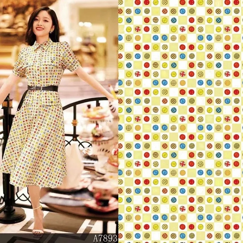 

Polyester Printed French Brand Letter Twill Fabric Soft Fashion Clothing Shirt Satin Fabrics Cloth for Dress by the Yard