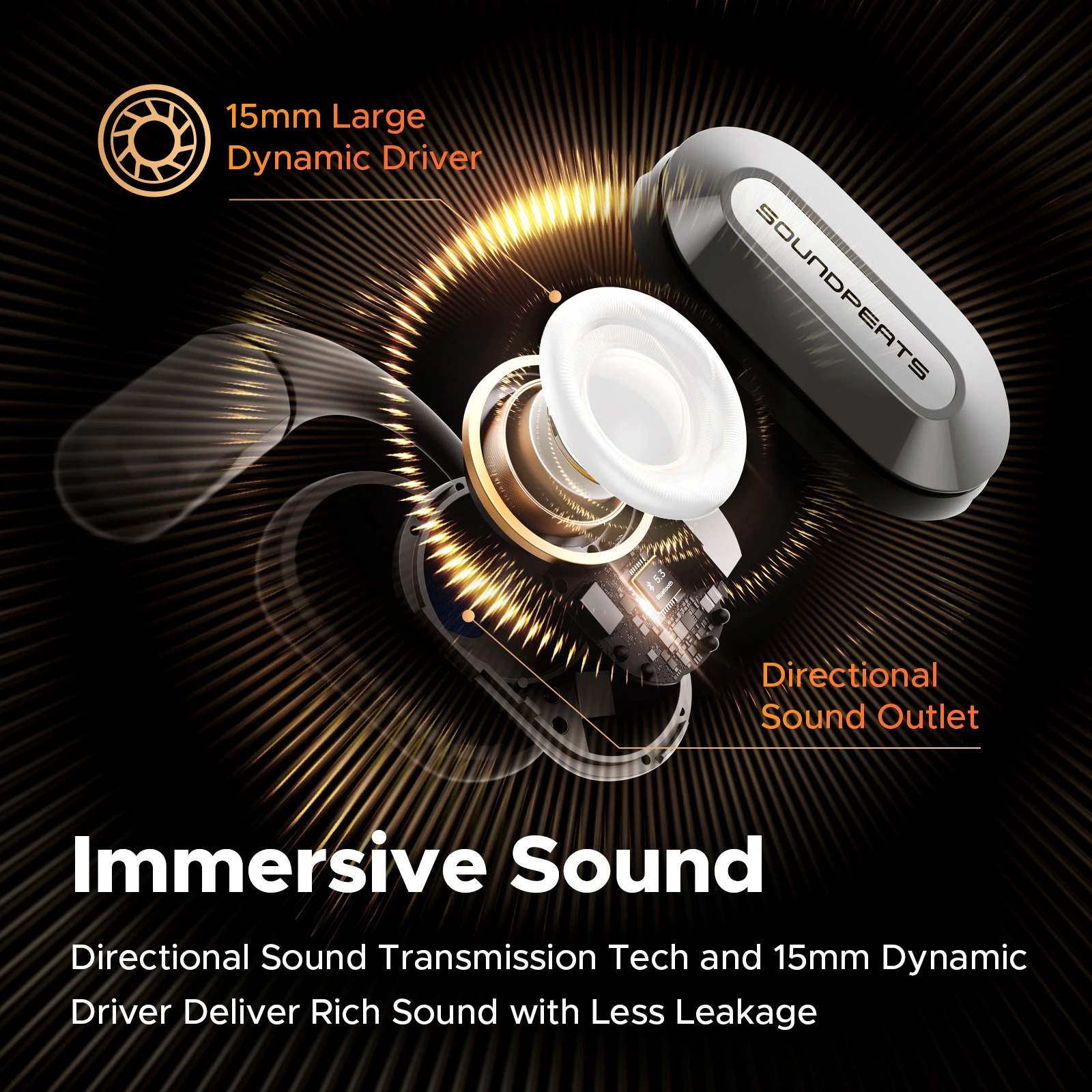 Беспроводные наушники SoundPEATS Hearfit Bluetooth V5.3 черные