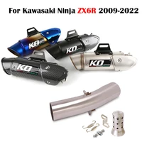 for kawasaki ninja zx6r 2009 2022 motorcycle exhaust pipe system slip on muffler vent tip with db killer mid connect link tube