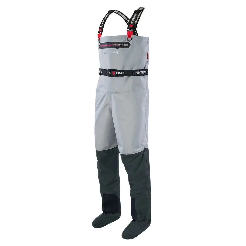 3-layer Poly Waterproof Fishing Pants Chest Waders Fabric Socks Front Pockets Men River Pants