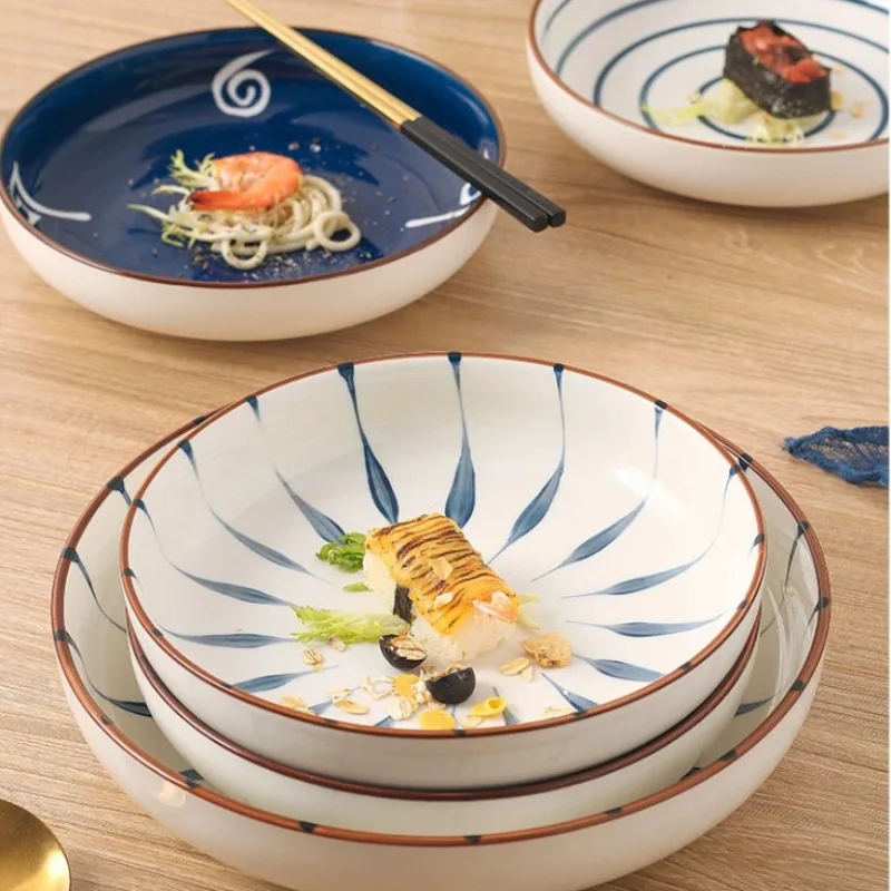 Керамическая тарелка с ручной росписью для фруктового салата в глубокой воде