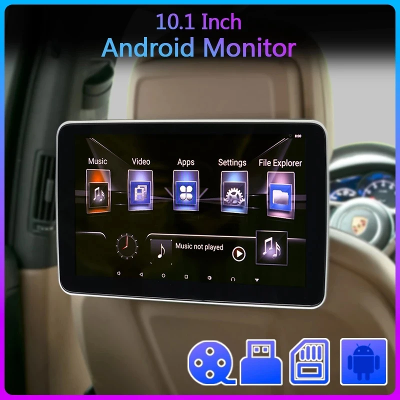 

10,1 дюймовый Android автомобильный монитор на подголовник 1080P видео IPS сенсорный экран WIFI/Bluetooth/USB/SD/FM MP5 видеоплеер с DC