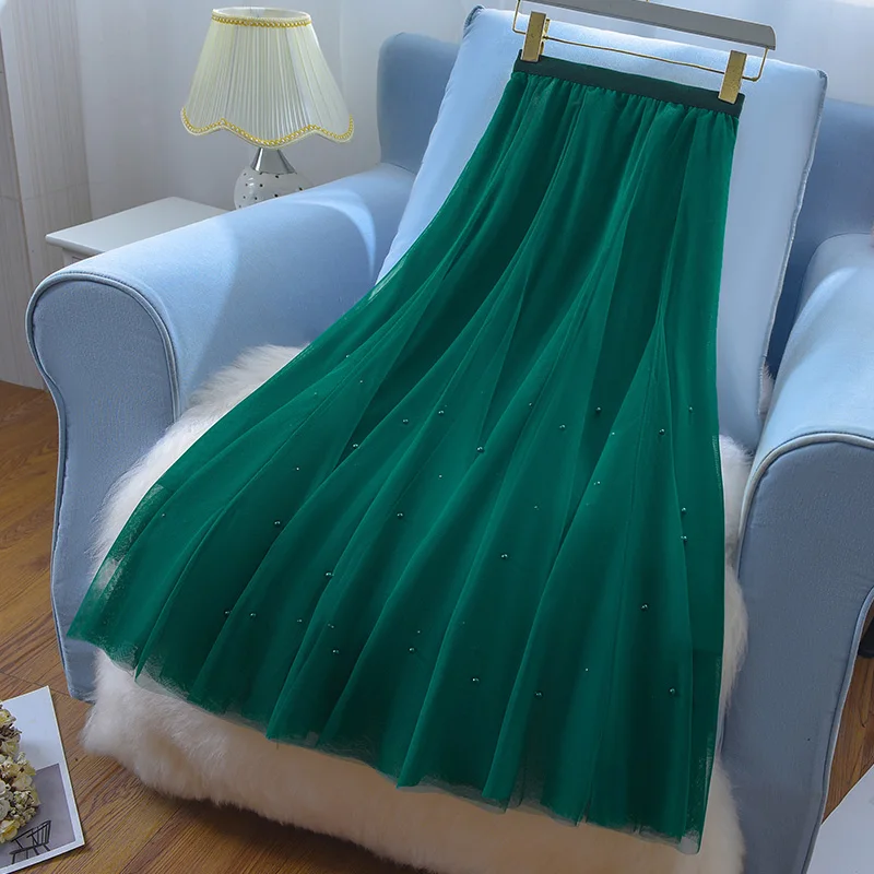 

Женская сетчатая юбка с высокой талией, плиссированная юбка А-силуэта, весна-осень, D1642, Новинка лета 2022