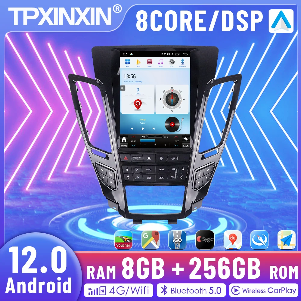 

Экран Tesla для Cadillac CTS 256-2007, Android 12, 2 Din, 9 дюймов, 8 + 2012 ГБ
