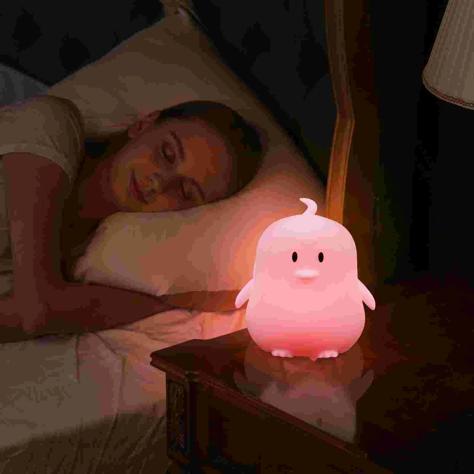 

USB Desk Lamp Penguin Colorful Lights Night Night Lights For Kids White Silica Gel Silicone Pat Lovely Child