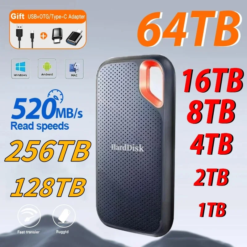Внешний жесткий диск 64 ТБ 128 ТБ USB 3.1 Type-C твердотельный ...