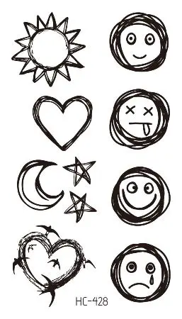 

Временная тату-наклейка с улыбающимся лицом и звездами, водостойкая, для мужчин и женщин, имитация боди-арта, новый дизайн, 10, 5 х6 см, Детские тату для рук