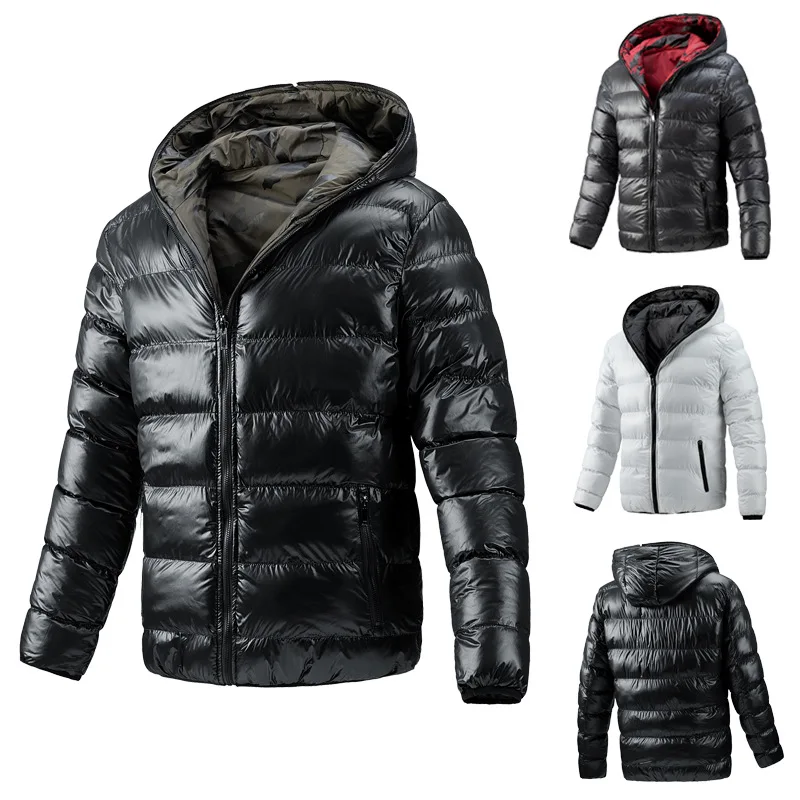 2022 Winter Men Double-sided Wear New Cotton Fashion Warm Hooded Coat Foreign Trade Men's Fashion Winter Coat