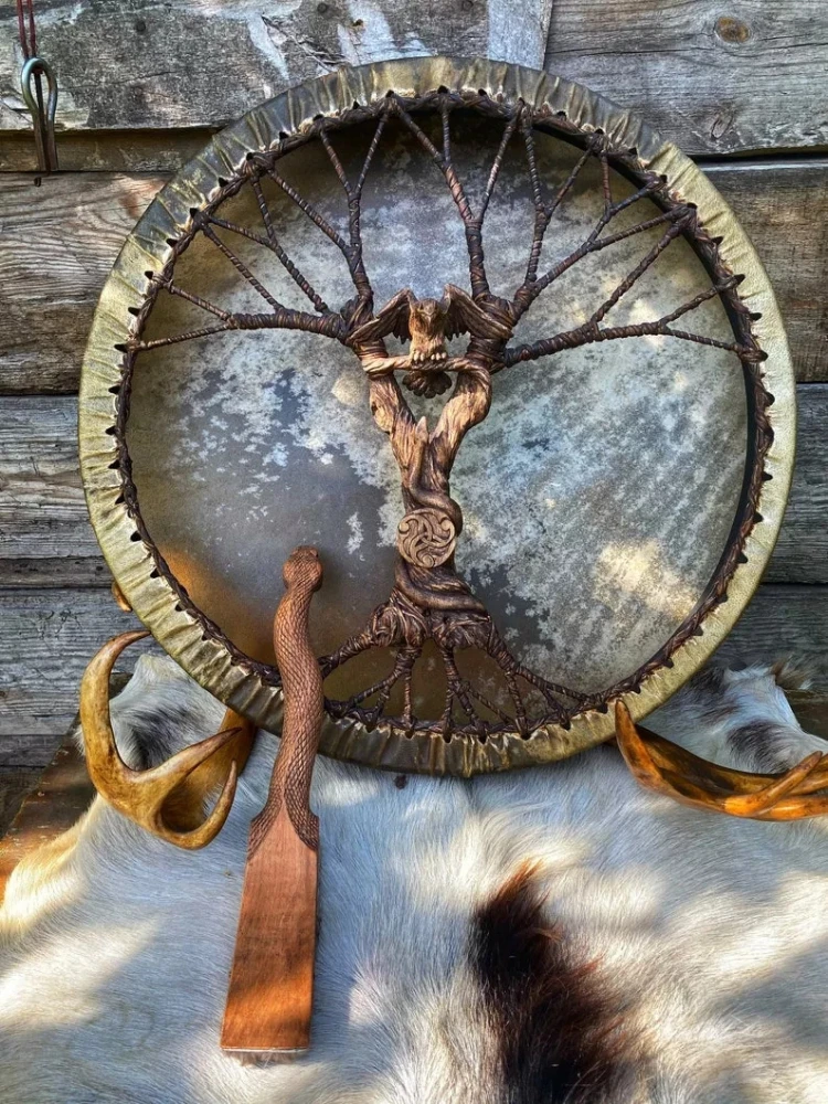 Барабан шамана Древо жизни Сибирский барабан музыка ручная работа шаманский