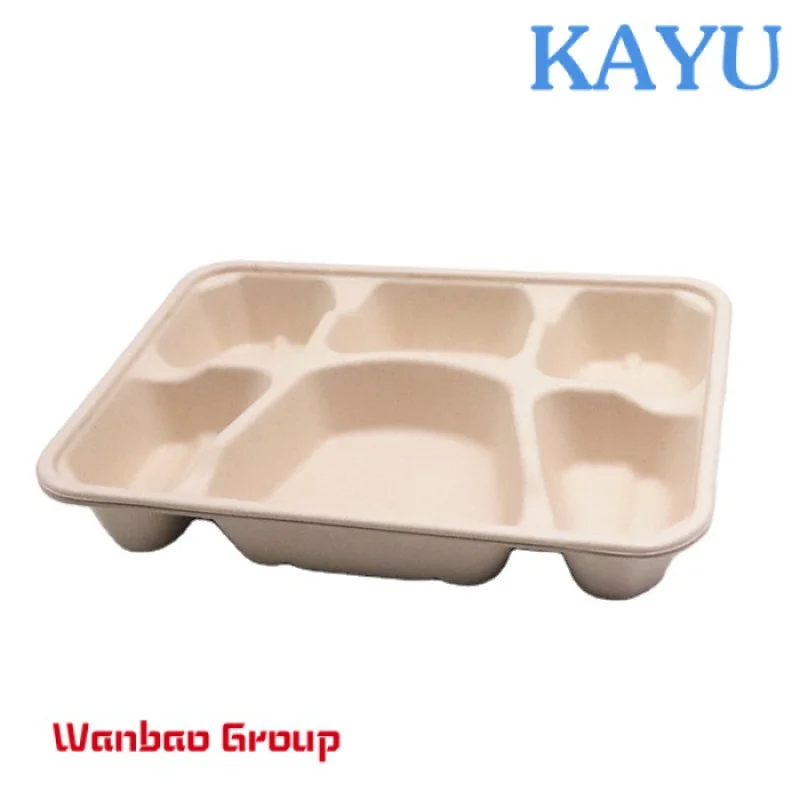 disposable eco-friendly biodegradable fast food packaging takeaway 5 compartment food tray lunch meal catering box with lid