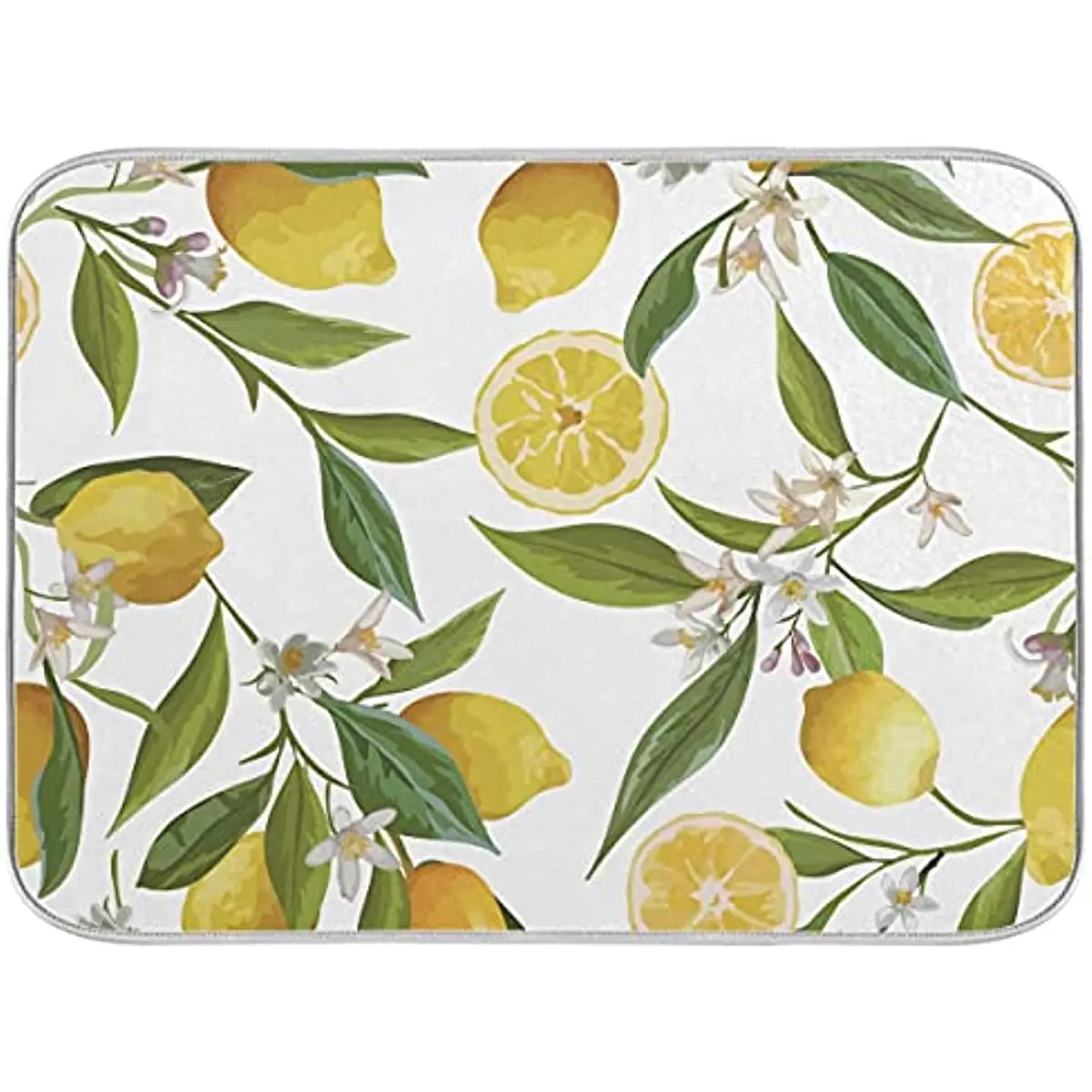 

Абсорбирующий коврик для сушки посуды для кухонного стола желтая лимон и цветок из микрофибры, двусторонние дренажные коврики